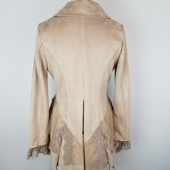 Venus Coco Faux Suede & Lace Asymmetrical Hem Shirt / Jacket Size Small - Picture 8 of 12